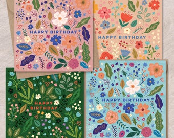 Pretty Floral Birthday Card Set | Flower Designs