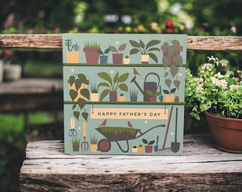 Glückliche Vatertagskarte | Gartenschuppen Vatertagskarte | Gartenarbeit Vatertagskarte | Kann an Empfänger mit persönliche Nachricht senden