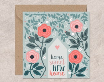 Roses New Home Card | Pretty New House Card | Pretty Moving House Card | Can post to recipient with personal message