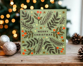 Pack of Christmas Leaves and Berries Cards l Christmas Card Pack l Christmas Cards