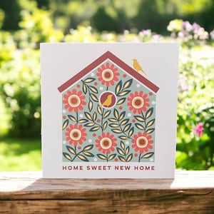 Carte Oiseaux et fleurs nouvelle maison l Carte nouvelle maison | Peut envoyer au destinataire avec un message personnel