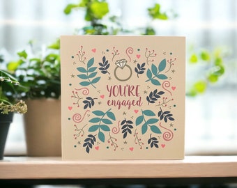 Ring and Hearts Engagement Card | You're Engaged Card | Happy Engagement Card