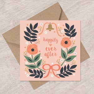 Roses pour toujours et carte de cloche de mariage, carte de jour de mariage, carte de mariage