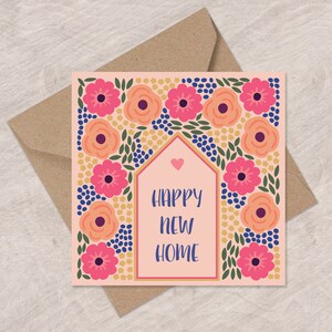 Carte Nouvelle maison vibrante | Carte de vœux Fleurs pour la nouvelle maison | carte déménagement | Peut poster au destinataire avec un message personnel