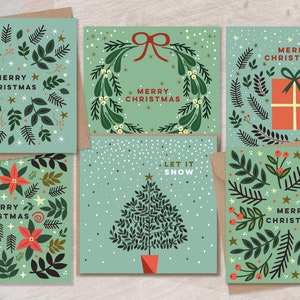 Pacote de cartões de Natal de luxo l Designs variados l Pacote misto de cartões de Natal l Conjunto de cartões de Natal