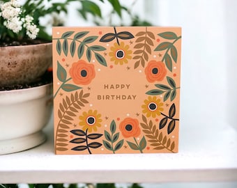 Pretty Roses and Flowers Birthday Card | Birthday Card for Her | Floral Card | Can post to recipient with personal message