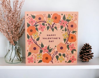 Mooie harten en bloemen Happy Valentine's Day Card | Valentijnsdag kaart | Ik hou van je kaart | Kan naar de ontvanger worden verzonden met een persoonlijk bericht