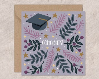 Congratulations Graduation Card | Graduation Card | Mortar Board Card | Can post to recipient with personal message