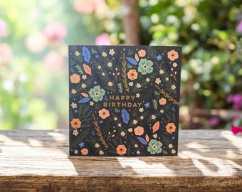Vildblommig födelsedagskort | Blommig hälsningskort
