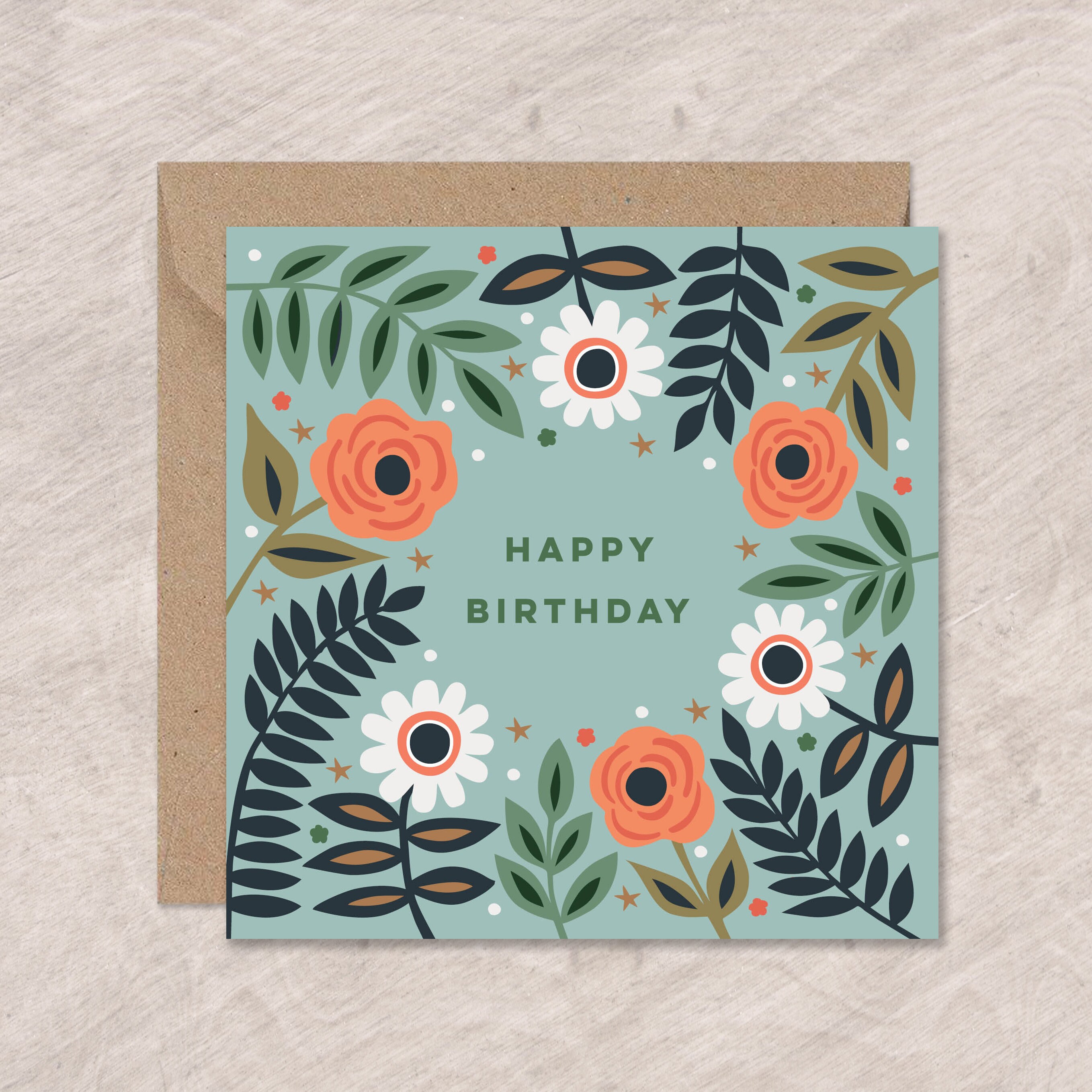 Deluxe Floral Birthday Cards Bulk Set - 24 Assorted Designs With Kraft Envelopes & Stickers