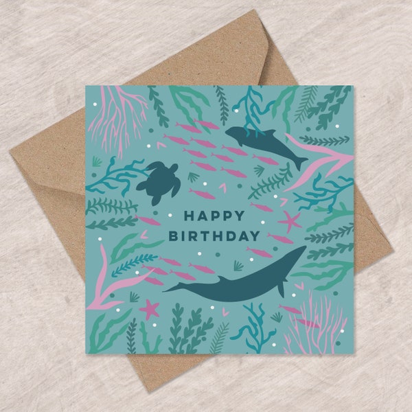 Under the Sea Birthday Card | Ocean Lover Birthday Card | Can post to recipient with personal message