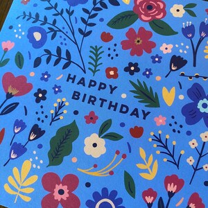 Carte d'anniversaire de fleurs folkloriques joyeuses | carte d'anniversaire | florale | Peut envoyer au destinataire avec un message personnel image 3