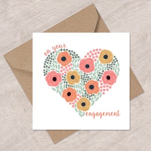 Heart and Roses Engagement Card, Flowers Engagement Card, Your Engaged Card, Engagement Card, Card for Engagement, Special Engagement Card