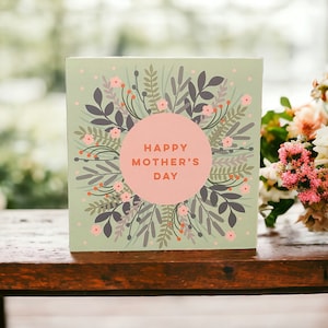 Pretty Flowers and Leaves Mother's Day Card | Pretty Card for Mum | Can post to recipient with personal message