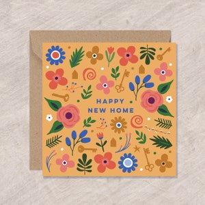 Tarjeta de feliz nuevo hogar vibrante / Tarjeta de nueva casa para amantes de las plantas / Tarjeta de mudanza / Se puede enviar al destinatario con un mensaje personal