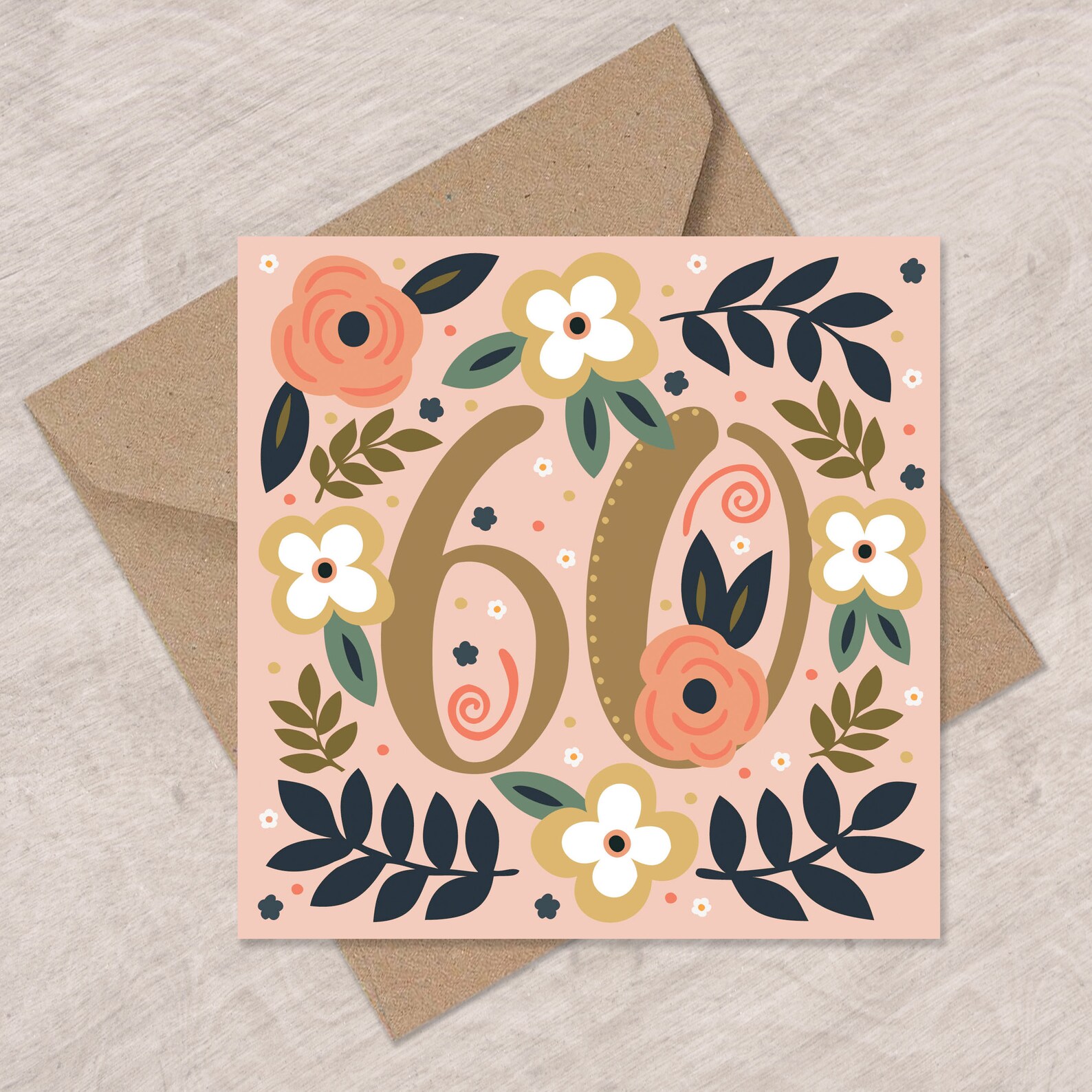 Floral 60th Birthday Card | Botanical Design - Etsy UK