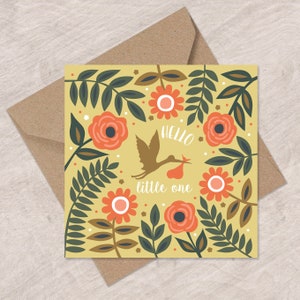 New Baby Stork Card | New Baby Card | Can post to recipient with personal message