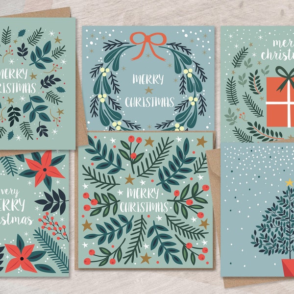 Folk Christmas Card Bundle l Assorted Designs l Mixed Pack Christmas Card l Christmas Cards Set