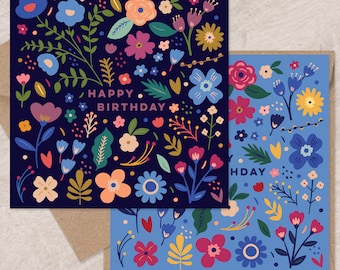 Volksbloemen verjaardagskaarten: set van 2