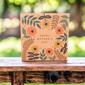 Tarjeta para el Día de la Madre con Flores y Rosas / Bonita tarjeta para el Día de la Madre / Se puede enviar por correo al destinatario con un mensaje personal