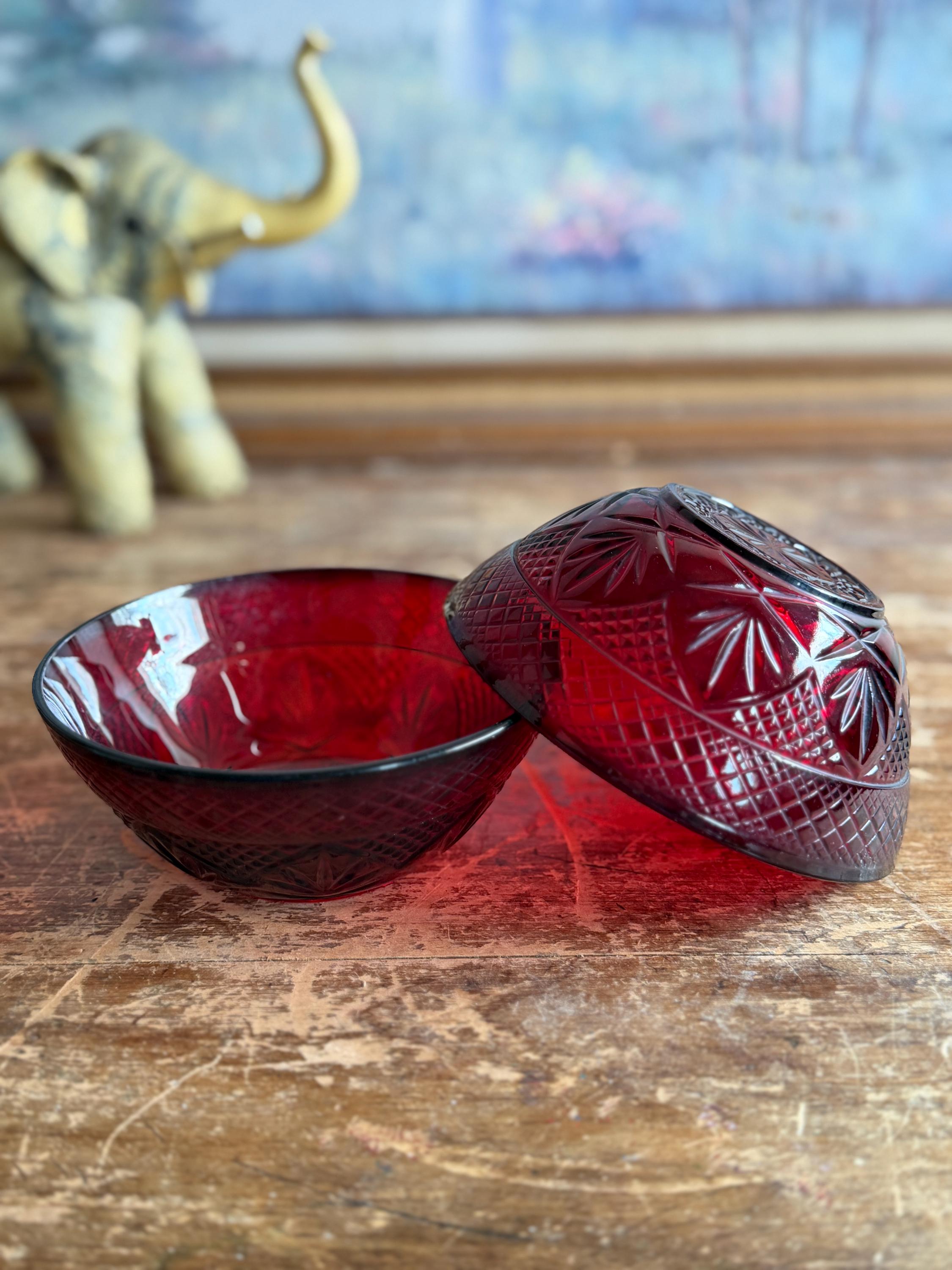 Antique Red Glass Bowls - Etsy