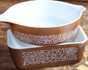 Zestaw naczyń do pieczenia Pyrex Woodland Brown Floral Vintage 500 ml 1,5 pinty