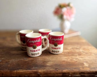 Vintage Campbell's tomatensoepmokkenset | Pop-art keukendecor uit de jaren 80