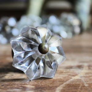 Juego de 8 pomos de cristal facetado vintage para armarios, tiradores de cristal para cajones, herrajes de estilo rústico.