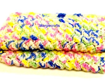 Baby Washcloths, Set of 2, Crochet, Wool Cashmere Blend