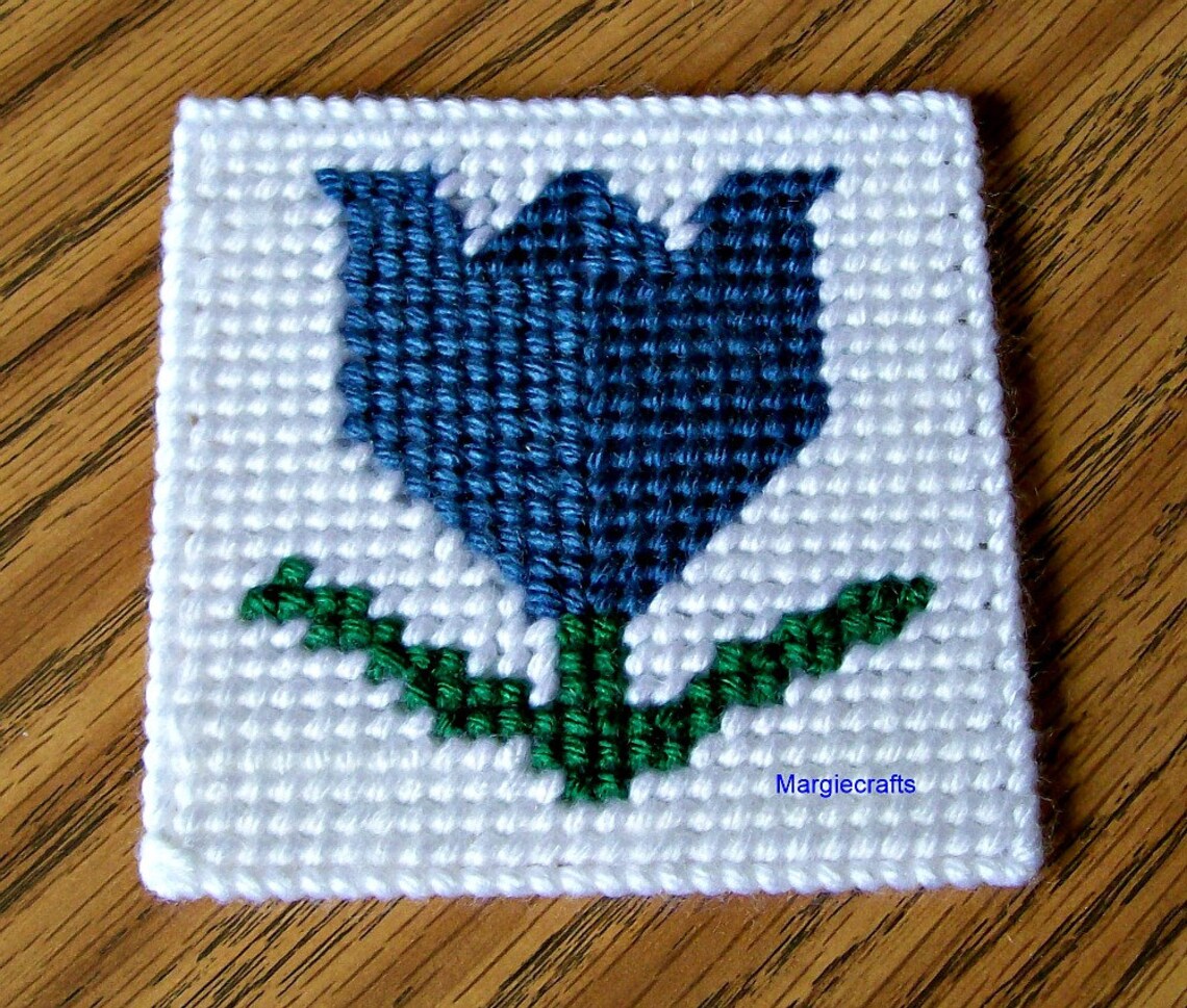 Plastic Canvas Tulip Coasters, Handmade Drink Coasters, Glass Coasters