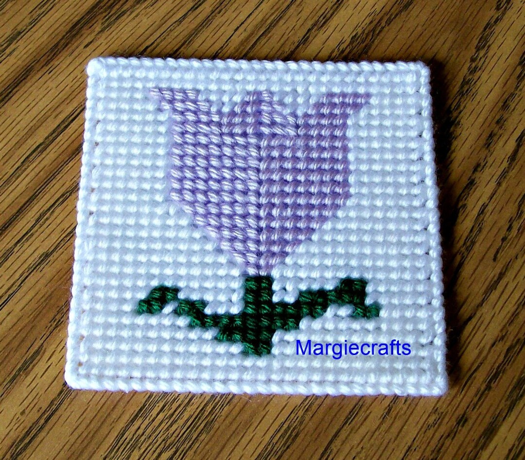 Plastic Canvas Tulip Coasters, Handmade Drink Coasters, Glass Coasters