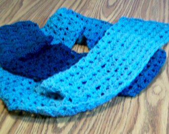 Handmade Acrylic Winter Fashion Accessory, Teal Crochet Scarf,
