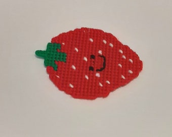 Strawberry Magnet, Fridge, Needlecraft, Handmade, Kitchen Decor,  Cross Stitch, Gift, Holiday, Fruit, Plastic Canvas