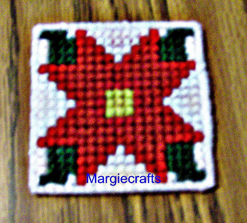 Plastic Canvas Christmas Poinsettia Coaster Pattern Stocking - Etsy