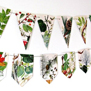 Guirlande de fanions d'arbres recyclés, guirlande forestière, décoration pour amoureux de la nature