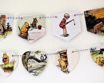 Winnie the Pooh decor, Winnie the Pooh baby, Winnie the Pooh art, Baby shower decor,  Nursery bunting, Pooh Bear decor, Pooh bunting flags