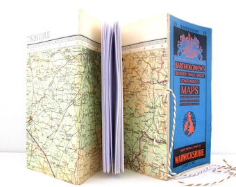 Travellers journal, Birmingham notebook, Travel gift, Map journal, Journal for him, Gap year gift, Geography gift, Warwickshire map