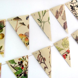 Autumn bunting decor, Fall garland, Winter banner, Countryside flags, Wedding backdrop, Tea party flags, Countryside paintings, Nature gift