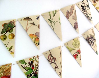 Autumn bunting decor, Fall garland, Winter banner, Countryside flags, Wedding backdrop, Tea party flags, Countryside paintings, Nature gift