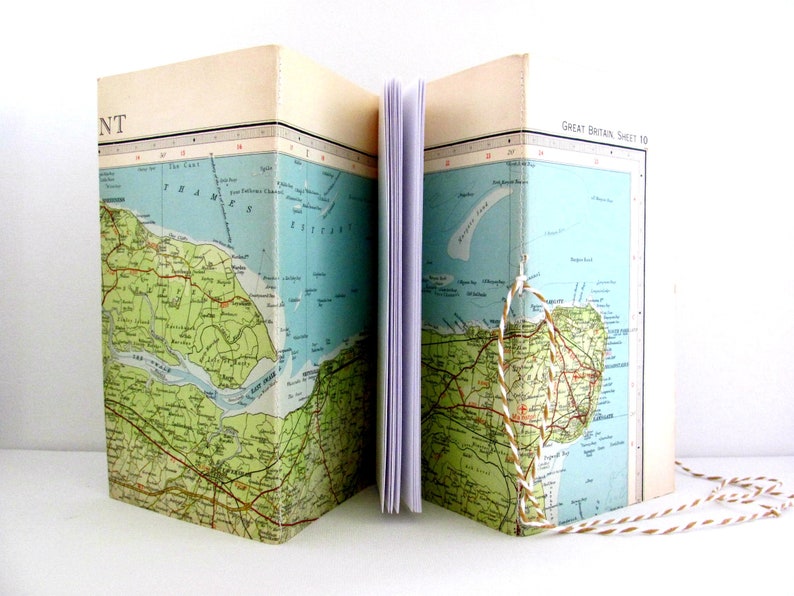 Travel journal, Travellers notebook, Travel gift, Map journal, Journal notebook, Kent gift, Geography gift, Midori style book image 1