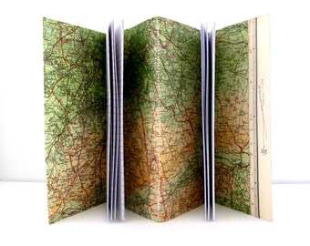 Vintage Map Travel Journal: Surrey, London, Handmade Notebook
