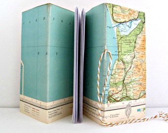 Map notebook.   Mid Wales travel journal.  Gift for traveller.  Faux dori style, journal, sketchbook.  Memory book.  Geography student gift