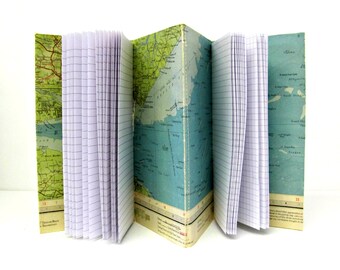 Travel journal, Geographer notebook, London gift, Nostalgic sketchbook, Essex map journal, Fauxdori style, Honeymoon, Anniversary, Birthday