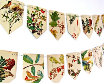 Autumn plants bunting, Thanksgiving bunting,  Harvest Festival garland, Fall tea party flags,  Autumn wedding backdrop, Eco-friendly gift.