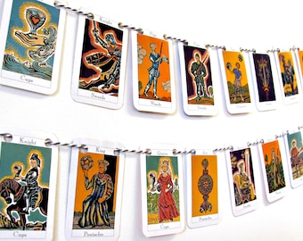 Tarot mini bunting, Tarot garland, Tarot banner, Occult bunting, Metaphysical bunting, mini bunting, Mystical flags,