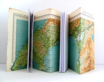 Mid Wales Map Journal: Vintage Bartholomew&#39;s Traveler Notebook