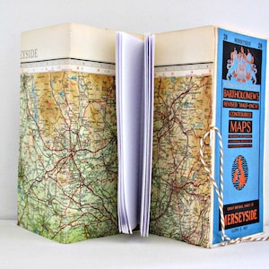 Carnet de voyage dans le Merseyside.  Carnet de cartes.  Carnet de voyage d'une année sabbatique.  Livre de souvenirs de vacances.  Cadeau respectueux de l'environnement pour les amateurs de cartes.  Cadeau de retraite