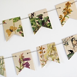 Frühling, Sommer Girlande, Blumen Wimpelkette, Edwardian Lady Teeparty Wimpel, Party Wanddeko.  Eco freundliches Hauptgeschenk