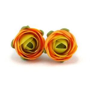 Orange flower earrings for everyday wear, Small stud botanical earrings for women, Birthday gift for nature lover, Plant jewelry for mom image 4
