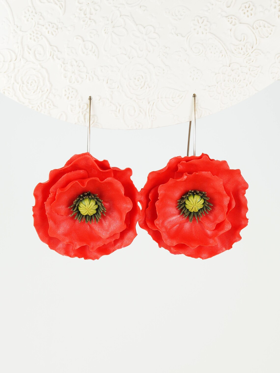 Big Red Poppy Flower Earrings for Nature Lovers Birthday Gift Etsy